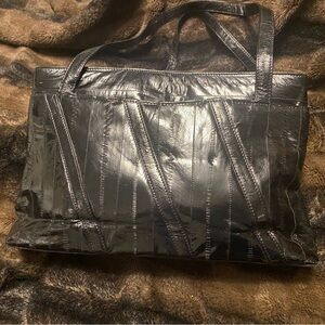 Stylish Eel Skin Black Tote Bag